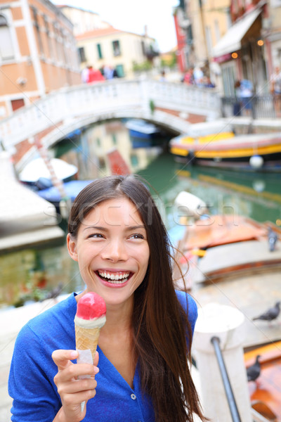 Ice cream eating woman in Venice, Italy Stock photo © Maridav