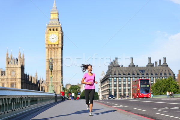 Londres mode de vie femme courir Big Ben Homme [[stock_photo]] © Maridav