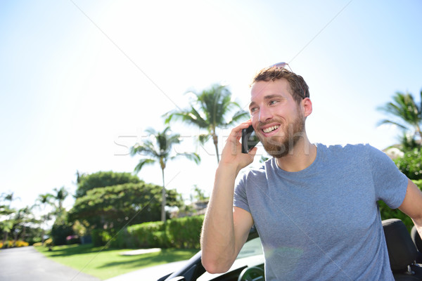 Urban Smart Casual Young Man Talking On Smartphone Stock Photo