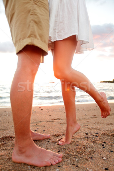 Foto stock: Amor · romântico · casal · namoro · praia · beijando