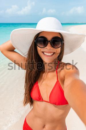 Stok fotoğraf: Plaj · kadın · mutlu · gülen · gülme · yaşam · tarzı