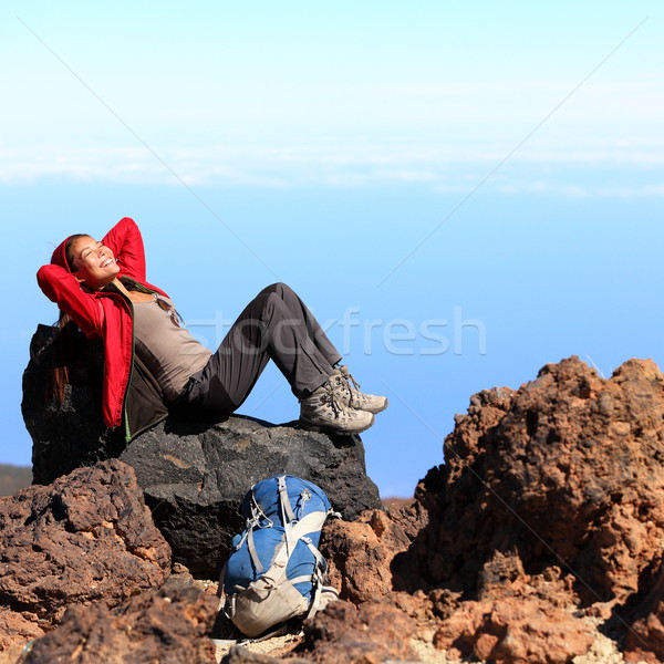 Resting relaxing hiker Stock photo © Maridav