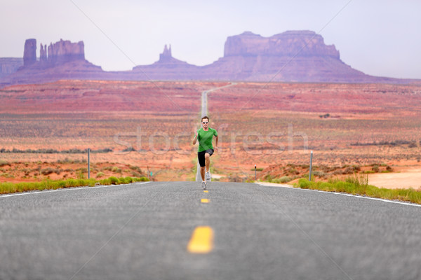 Running man - runner on road by Monument Valley Stock photo © Maridav