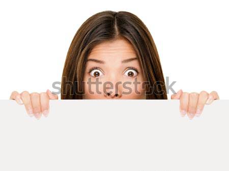 Afiş imzalamak kadın kenar boş kâğıt Stok fotoğraf © Maridav