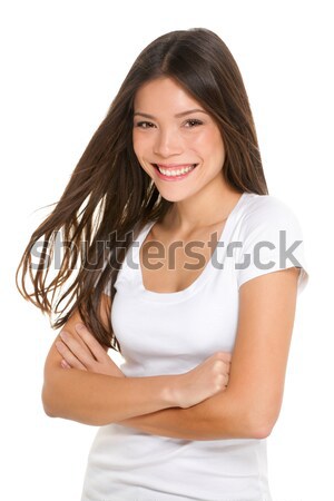 Asian kobieta szczęśliwy szczery portret odizolowany Zdjęcia stock © Maridav