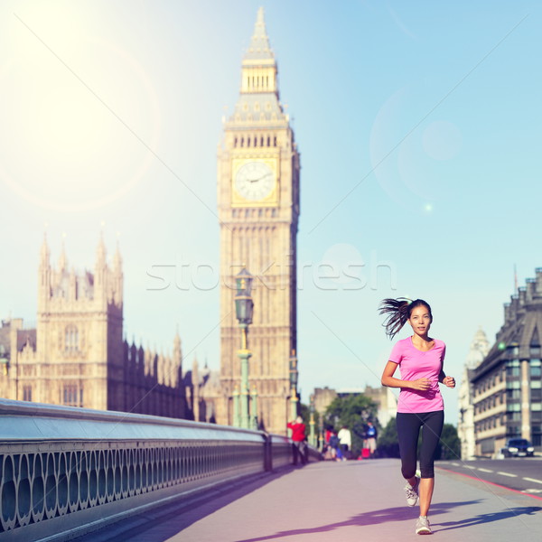 London woman running Big Ben - England lifestyle Stock photo © Maridav