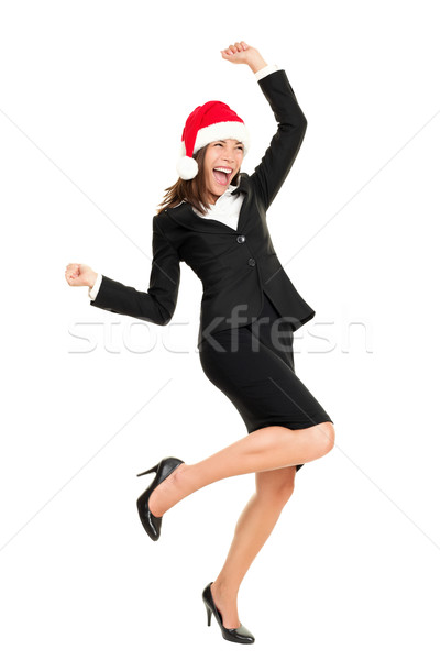 Zdjęcia stock: Christmas · business · woman · Święty · mikołaj · hat · taniec