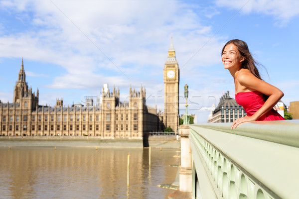 Foto stock: Londres · mujer · westminster · puente · Big · Ben · Inglaterra