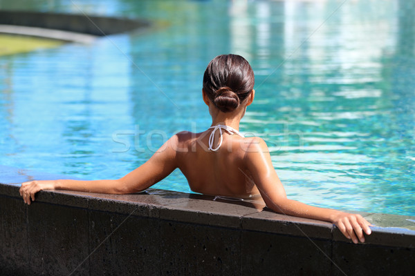 Swimming pool resort relaxation relaxing woman Stock photo © Maridav