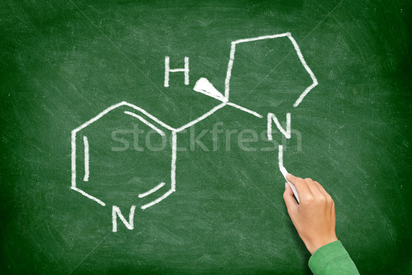 Nikotin kémiai szerkezet cigaretta írott iskolatábla tanár Stock fotó © Maridav