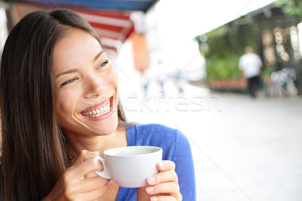 Vrouw Venetië Italië cafe drinken koffie Stockfoto © Maridav