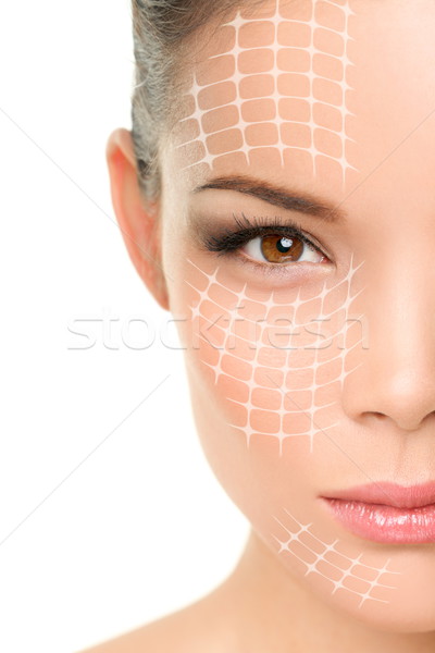 Stock photo: Face lift anti-aging treatment - Asian woman
