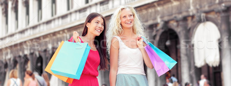 Shopping femmes bannière sacs Venise heureux [[stock_photo]] © Maridav