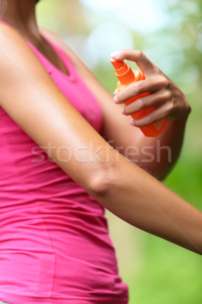 Mosquito repellent - woman using insect repellents Stock photo © Maridav