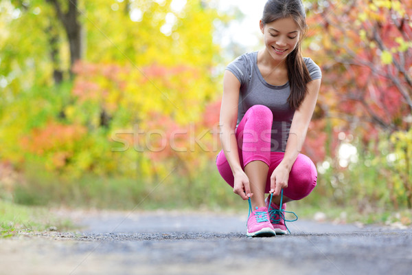 Laufschuhe Frau Läufer Schuh Spitze laufen Stock foto © Maridav