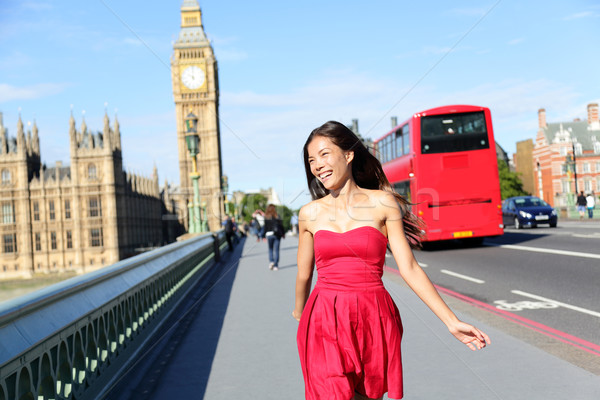 Londra kadın mutlu yürüyüş Big Ben İngiltere Stok fotoğraf © Maridav