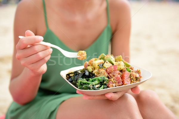 Poke bowl salad plate - a local Hawaii food dish Stock photo © Maridav