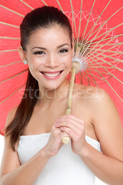 Chinese woman with traditional paper umbrella Stock photo © Maridav