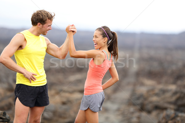 Fitness couple celebrating cheerful and happy Stock photo © Maridav