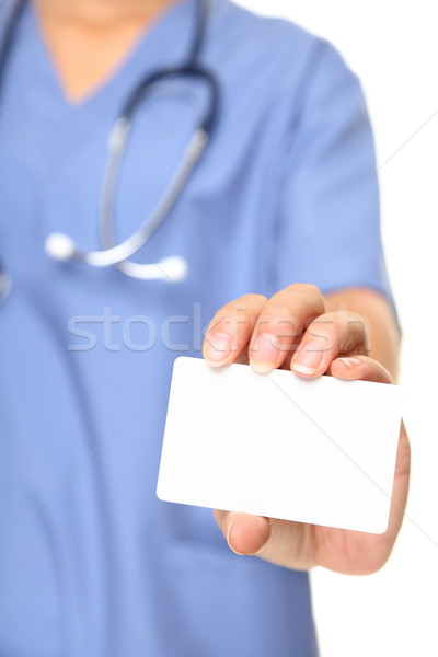 Krankenschwester Visitenkarte Zeichen weiblichen Arzt Stock foto © Maridav
