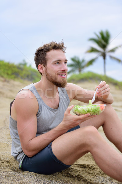 Stockfoto: Fitness · man · gezond · eten · salade · maaltijd · training