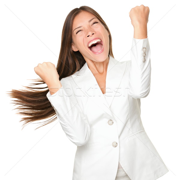 Feliz ganador éxito mujer de negocios gritando Foto stock © Maridav