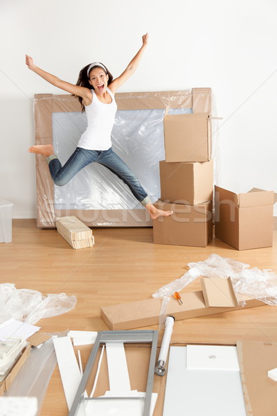 New home - moving woman excited Stock photo © Maridav