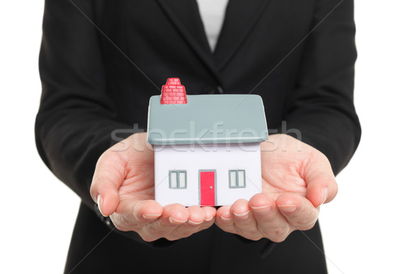 új otthon ház tulajdonos nő tart modell Stock fotó © Maridav
