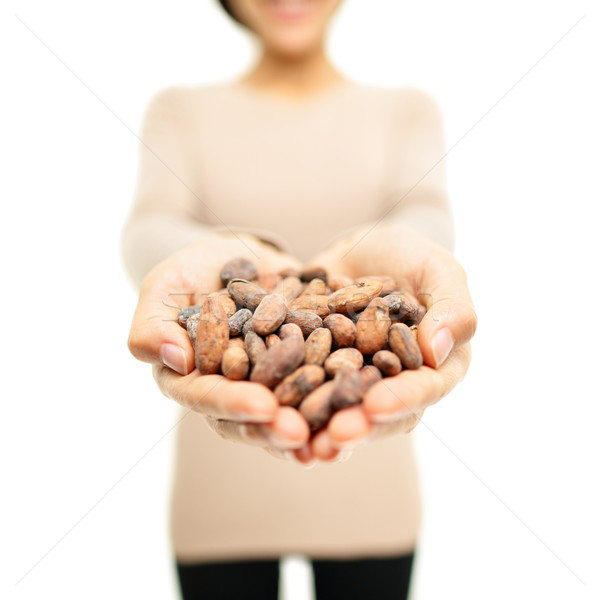 Cacao frijoles crudo mujer Foto stock © Maridav