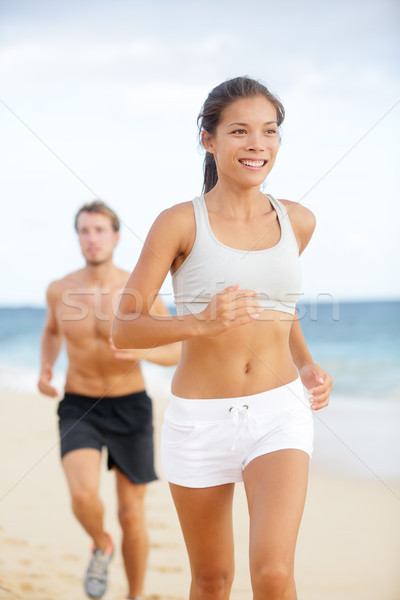 Foto stock: Ejecutando · Pareja · mujer · fitness · corredor · feliz