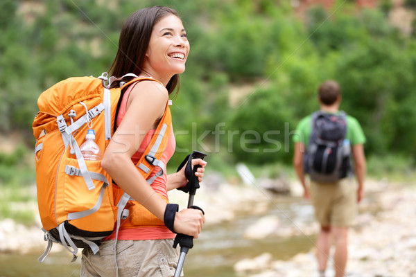 People hiking - woman hiker walking in Zion Park Stock photo © Maridav