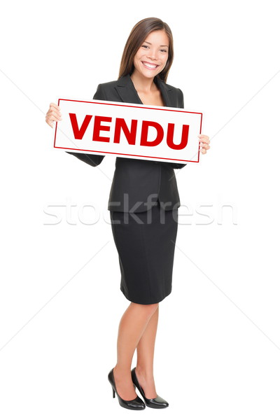 Stock photo: Real estate French sold sign - affiche vendu