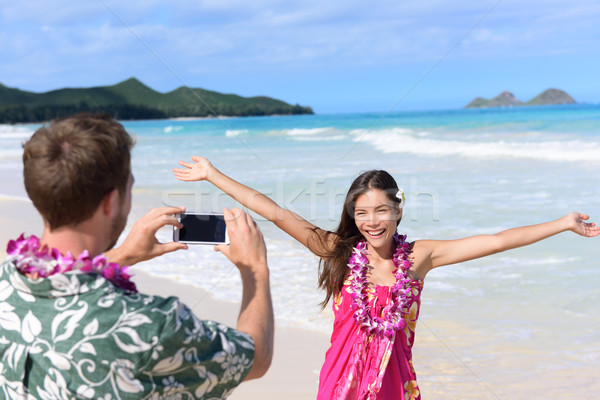 Сток-фото: человека · фотографий · смартфон · пляж · женщину