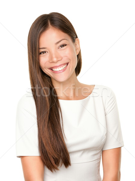 Femeie femeie zambitoare fericit portret frumos Imagine de stoc © Maridav