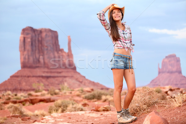 Cowgirl woman tourist travel in Monument Valley Stock photo © Maridav