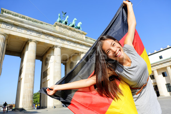 German flag woman happy at Berlin Germany Stock photo © Maridav