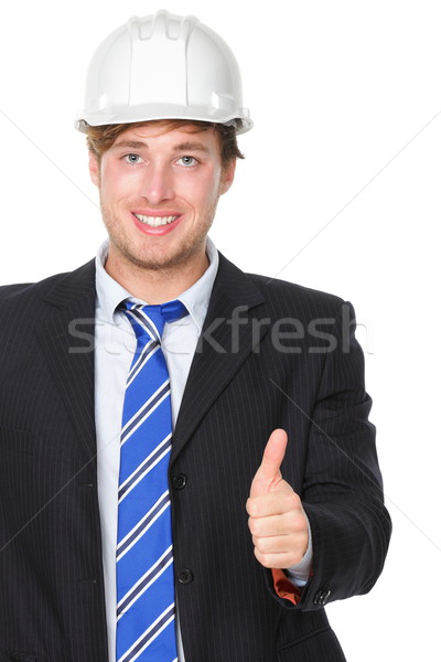 Engineer or architect in suit successful thumbs up Stock photo © Maridav