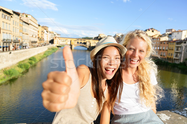 Foto stock: Feliz · mujeres · viaje · Florencia · alegre