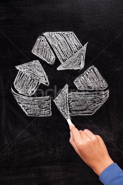 Recycling: Recycle sign on blackboard Stock photo © Maridav