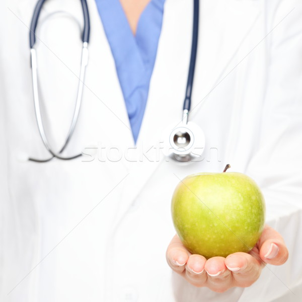 Lekarza jabłko dzień z dala kobieta Zdjęcia stock © Maridav