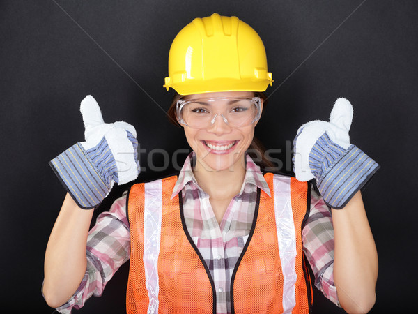Construction worker thumbs up happy woman portrait Stock photo © Maridav