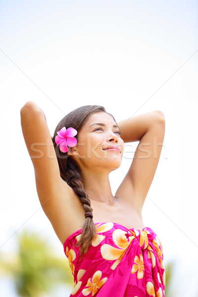 Spa ethnic pretty woman relaxed enjoying holiday Stock photo © Maridav