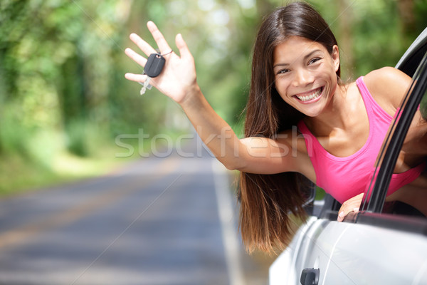 Coche mujer coche nuevo claves feliz Foto stock © Maridav