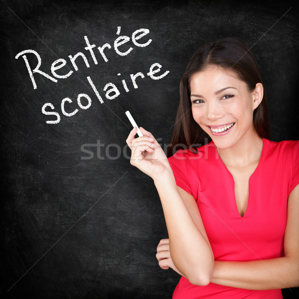 Français enseignants écrit tableau noir femme Photo stock © Maridav