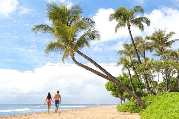 Hawaii plajă vacanţă cuplu oameni stil de viaţă Imagine de stoc © Maridav