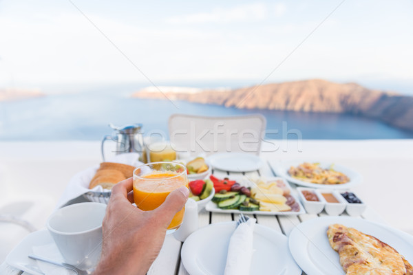 European vacation healthy breakfast food selfie Stock photo © Maridav