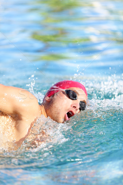 Schwimmer Mann Schwimmen kriechen blau Wasser Stock foto © Maridav