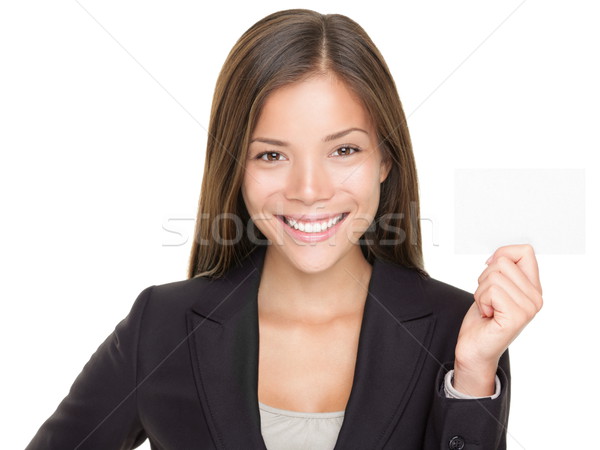 Businesswoman holding business card Stock photo © Maridav