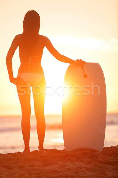 ストックフォト: ファー · ビーチ · 女性 · 水 · スポーツ · サーフィン