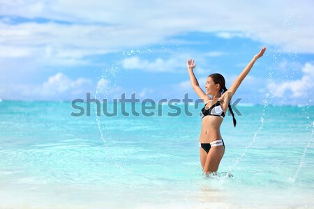 Beach travel vacation holidays bikini girl happy Stock photo © Maridav